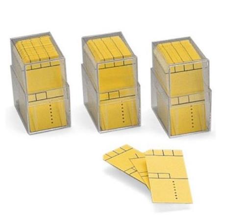 Apotheek kaartjes mini blanco geel 5x2,5cm - Medicijnverpakkingen - F. vd Vooren Veterinair